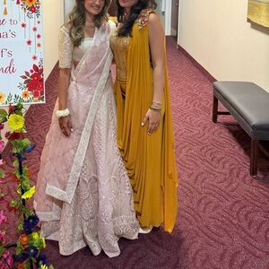 Chic Blush Lehenga with Intricate Detailing